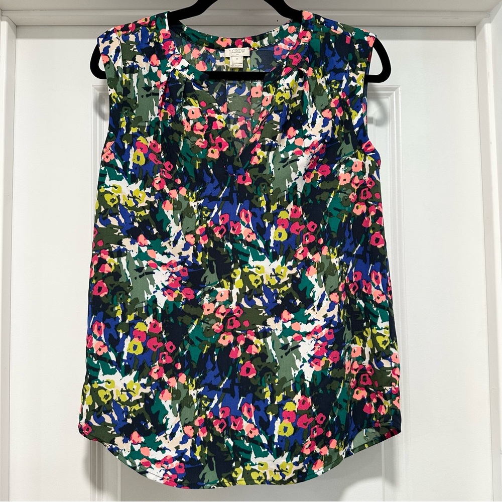 J. Crew Factory Women’s Floral Sleeveless Shell Top — Multi Green/Pink Size 0